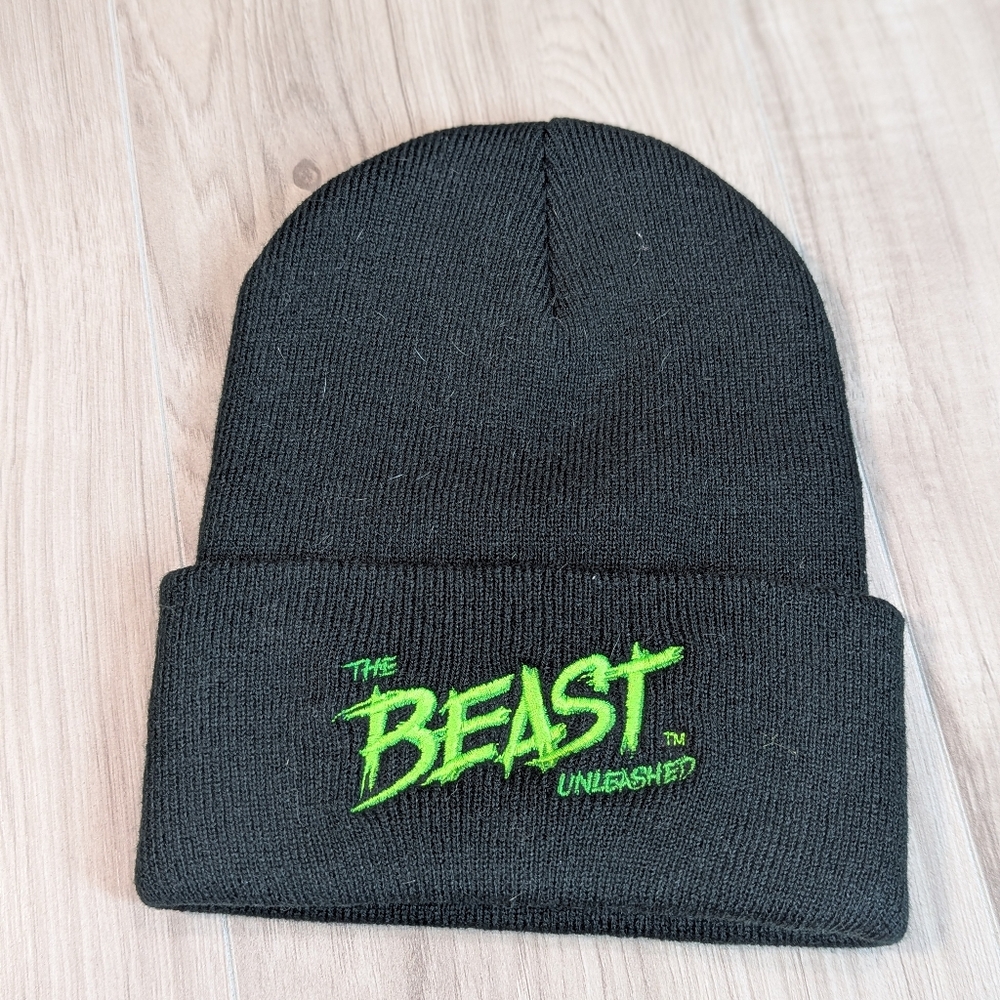 The Beast Unleashed Hat Black Beanie Skull Lime Green Tyler Reddick NASCAR